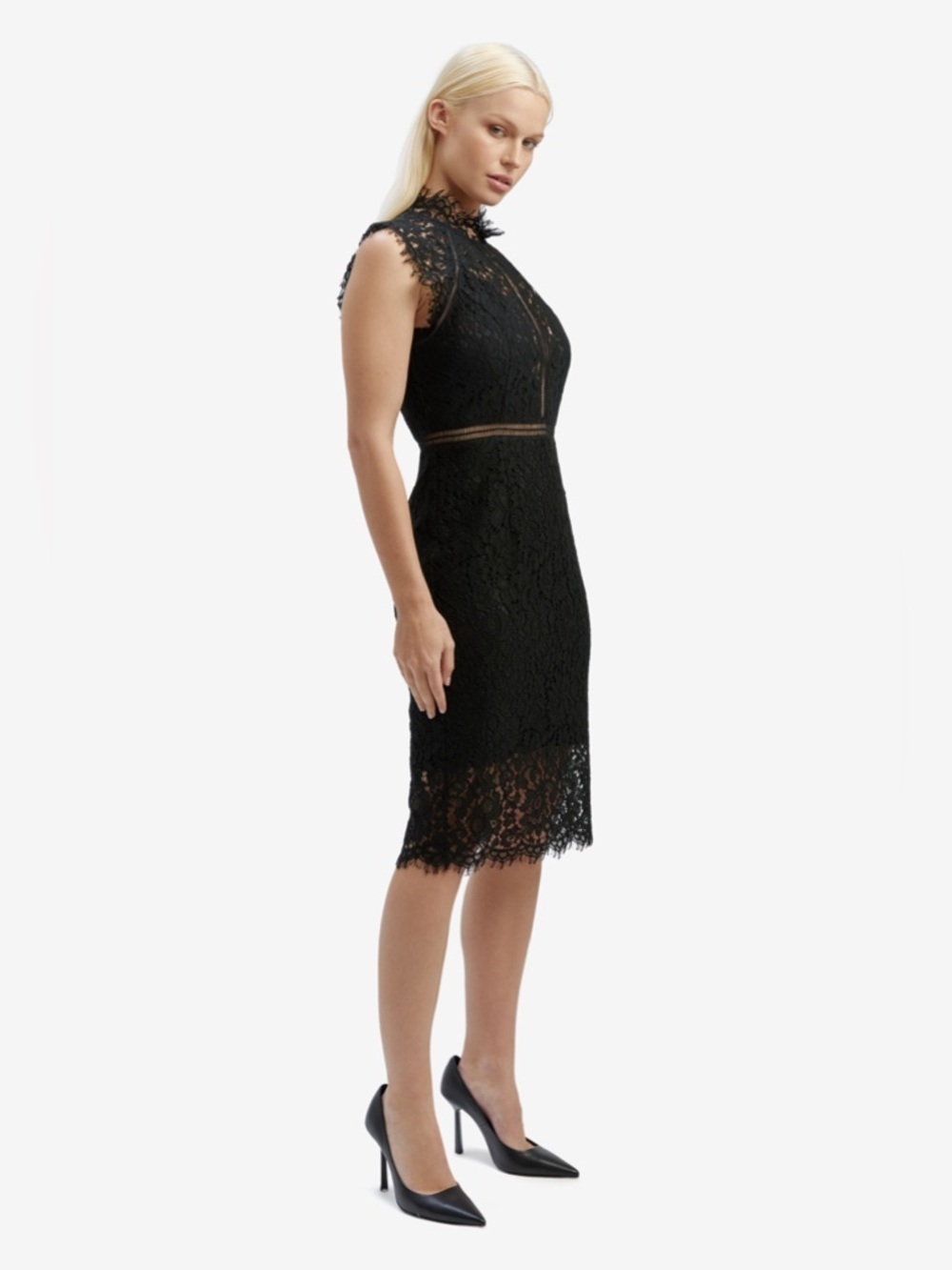 Anthropologie Bardot Lace Panel Sheath Dress Black Size 6